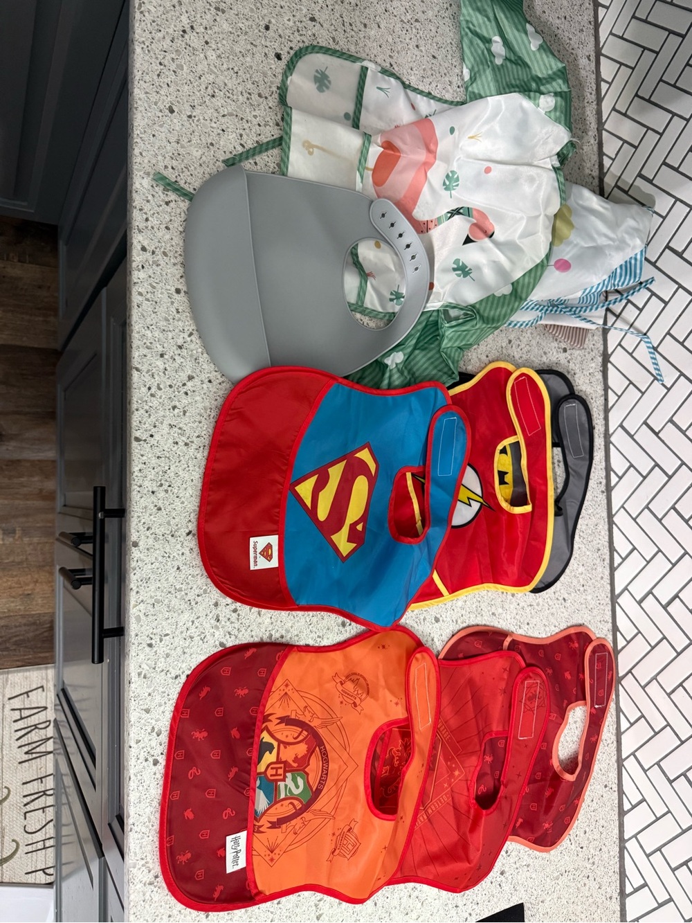 Superhero Kids Bibs - Superman & Flash Designs (Red/Blue/Orange)